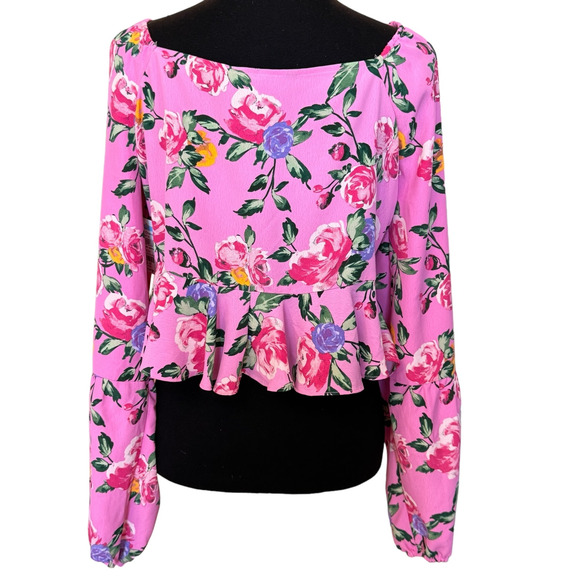 NEW VERO MODA ~  Nya Print Crop Peplum Top Size L - Picture 6 of 8